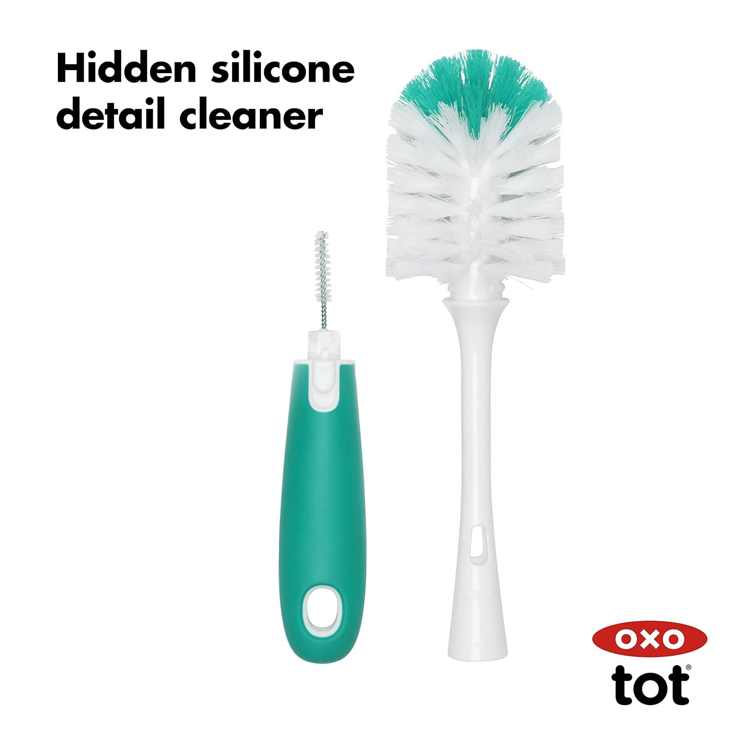 OXO Tot Bottle Brush with Nipple Cleaner and Stand, Teal : Baby