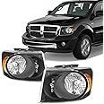 AKKON - For Black 2007 2008 2009 Dodge Durango Headlights Front Lamps Pair Direct Replacement Left + Right