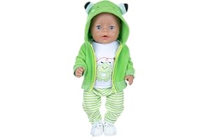 NOXOMALL Doll Clothes for 18 inch Baby Dolls, 3 Piece Frog Outfit Set Alive Baby Doll Clothes (Dolls Not Included)