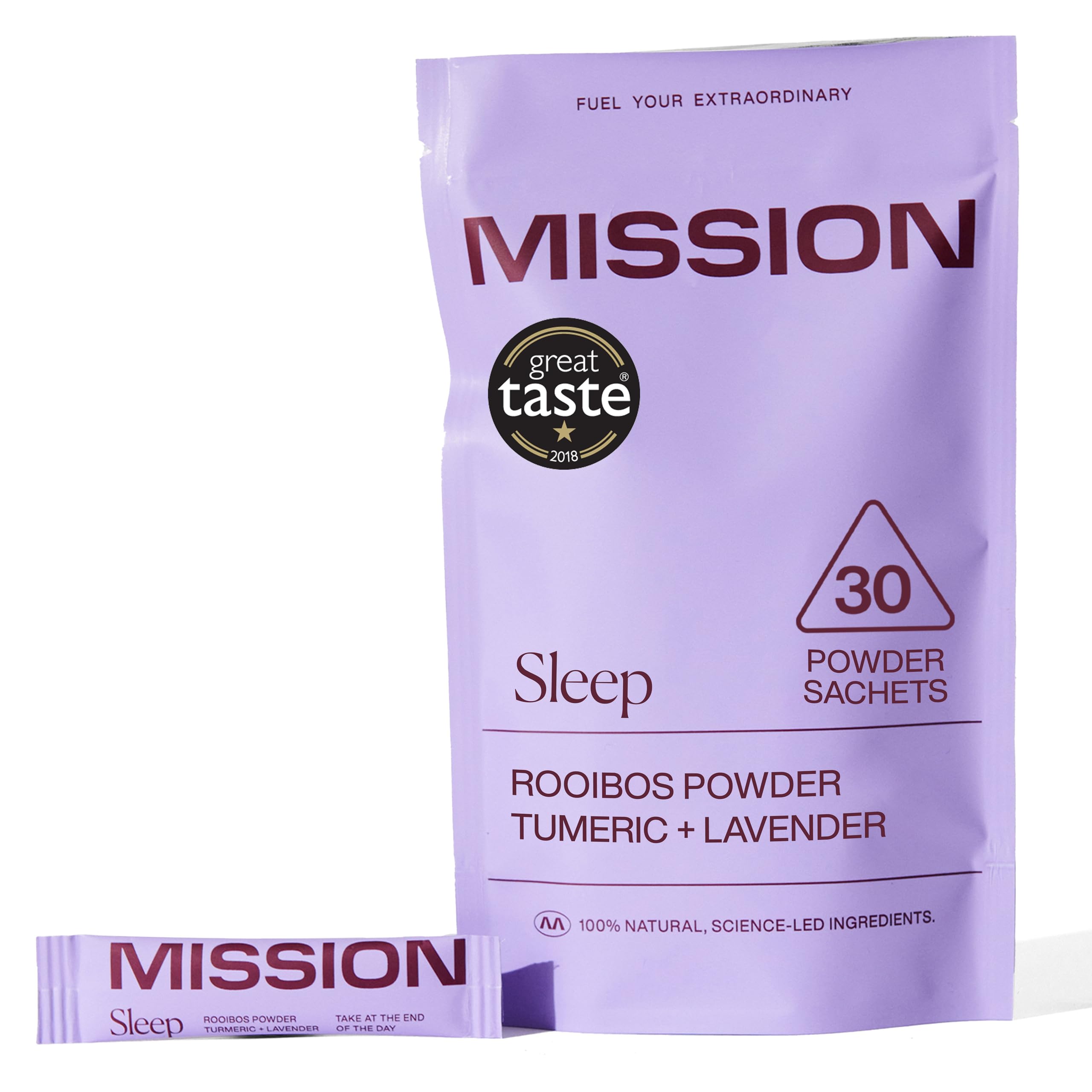 MISSION - Sleep Matcha Tea - Rooibos Powder with Turmeric & Lavender - Improve Sleep Quality - 30 Sachets
