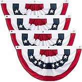 USA Pleated Fan Flag American US Bunting Flags Patriotic Half Fan Banner Flags with Brass Grommets for 4th of July Memorial Day Decoration Red White And Blue Bunting (4, 1.5x3 Feet)