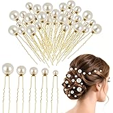 NEBURORA 36 Pcs Wedding Pearl Hair Pins U Shape Pearl Hair Accessory for Brides Bridesmaids Women Gold