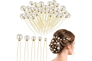 NEBURORA 36 Pcs Wedding Pearl Hair Pins U Shape Pearl Hair Accessory for Brides Bridesmaids Women Gold