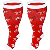 Junely Compression Socks for Women Wide Calf Plus Size Knee High for Running Nurses Work Support Travel Flight Sports