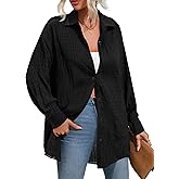 BKHOLL Women’s Button Down Shirt Long Sleeve Collared Blouse Loose Fit Casual Top for Fall Winter