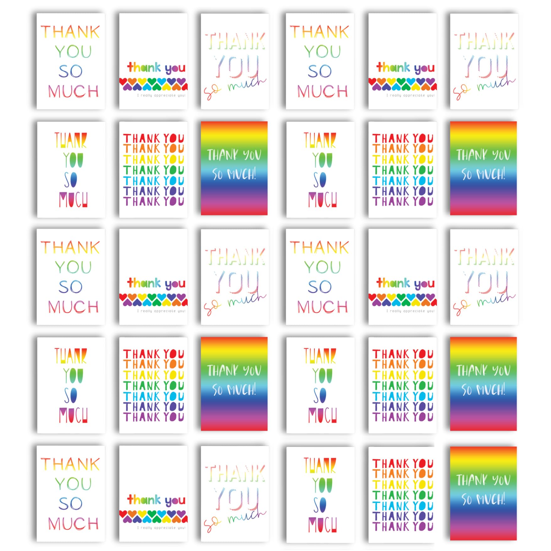 Ruby Ashley Thank You Cards Pack - Rainbow Thank You Cards Multipack for Teachers, Wedding, Xmas, Business, Kids - Made in the UK, 100% Recyclable