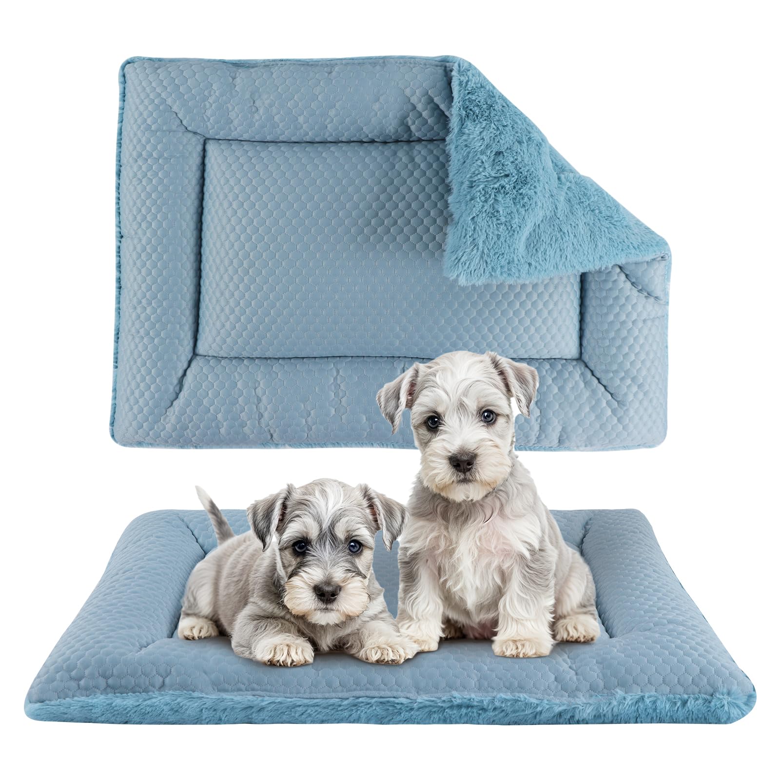 BVAGSS Dog Bed Mat,Crate Pad Reversible,Soft Kennel Pad, Washable Dog Crate Mat (Cool and Warm),Pet Sleeping Mattress for Small Medium Dogs XH080 (45x33 cm,Blue)
