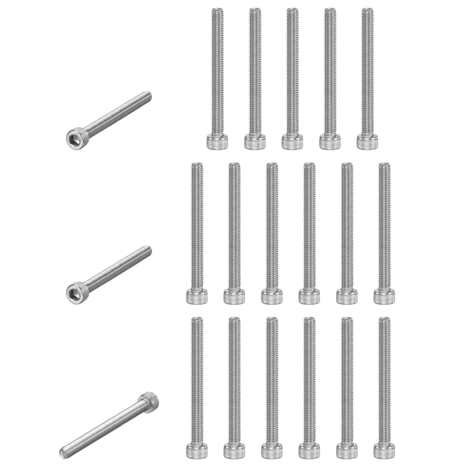 M METERXITY 20-Pack Socket Head Cap Screws Bolts M6x60mm 1mm Pitch Button Head Socket Screws 304 Stainless Steel Hex Socket Bolts [Silver]