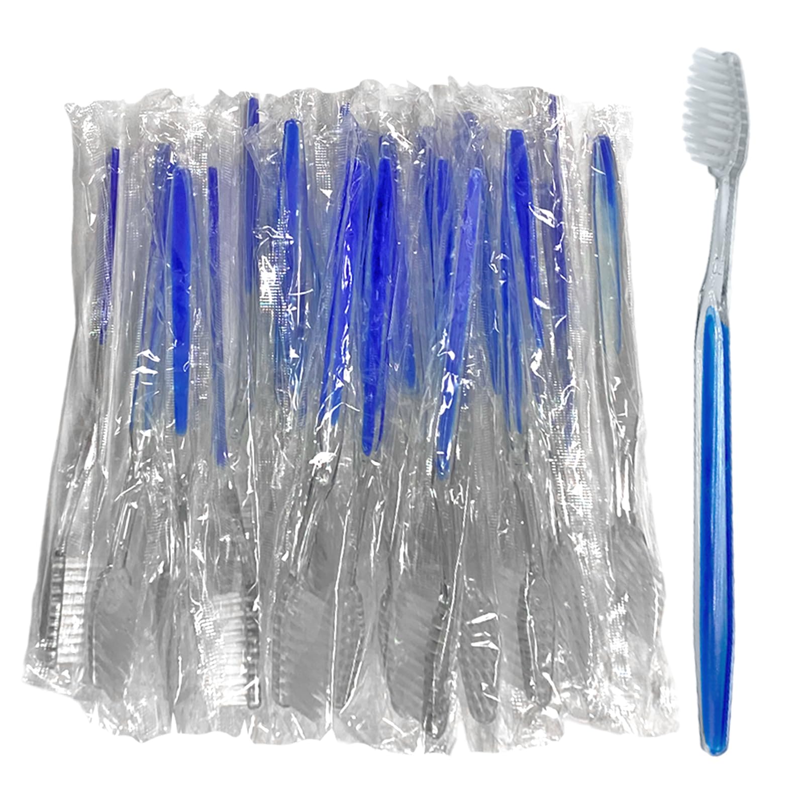 UILYNIU 24 Pieces Blue Handle Toothbrushes Individually Wrapped, Disposable Hotel Toothrush Multipack Toothrush for Travel, Bulk Soft Bristle Tooth Brush Manual for Hotel Camping Business Trip(24)