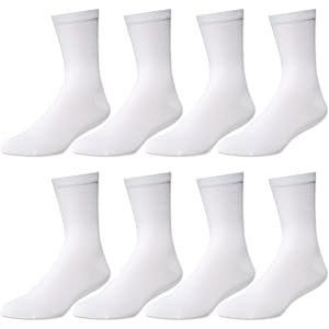 Nurtursoft 8-Pack Boys Crew Socks, Soft Cotton Seamless Toe School Uniform Dress Socks for Kids Ages 3-14