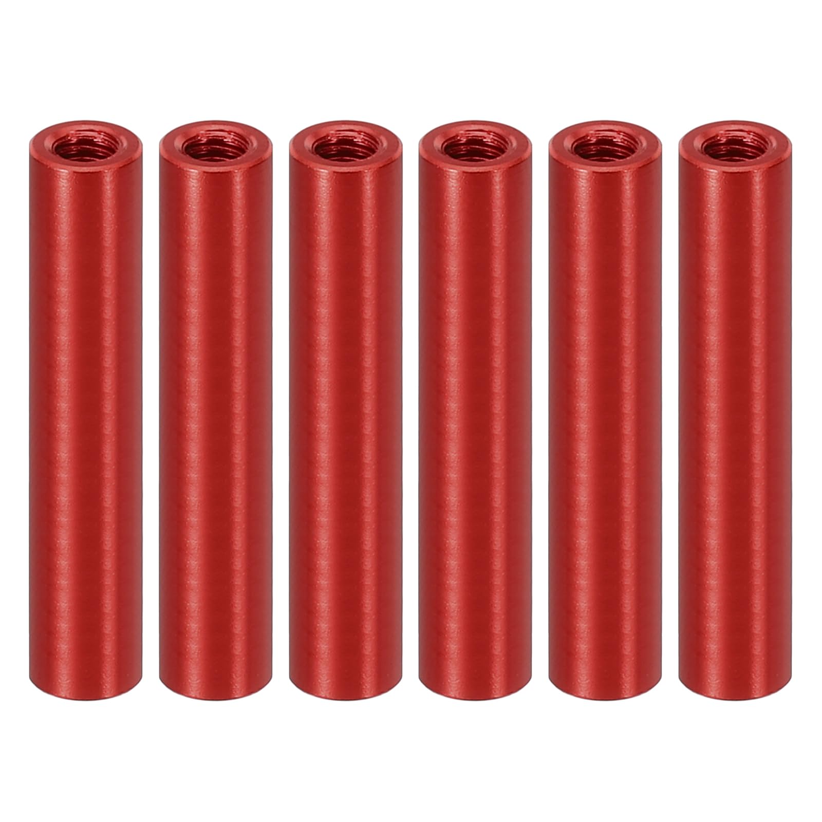 PATIKIL 6pcs M3 Metal Threaded Standoff Spacer Nuts, Round Aluminum Spacers Female Coupling Screws, 1/8" ID x 3/16" OD, Red, (27mm L) โ image 1