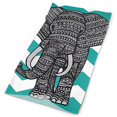 Green Stripes African Elephant Headwrap Unisex Multifunction Headwear Polyester Quick Dry Soft Headband Neck Scarf,Cool Headd