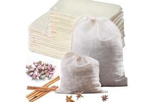 LUKDIN 30 Pcs Natural Cotton Spice Bags for Cooking:4x6,6x8Reusable Tea Filters with Drawstring, Ideal for Straining Soups, Herb Sachets & Cold Brew (Food-Grade Cotton). (4x6"15pcs，6x8"15pcs)