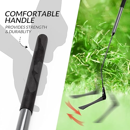 Walensee Grass Whip with Double-Edged Serrated Sharp Steel Blade Weed Grass  Cutter with Soft Rubber 22-Inch Ha