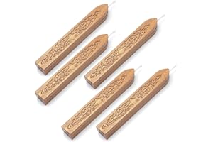 Wax Seal Sticks, Yoption 5 Pcs Totem Fire Manuscript Sealing Seal Wax Sticks with Wicks Cord Wick Sealing Wax for Postage Letter Retro Vintage Wax Seal Stamp (Dark Golden)