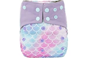 SIGZAGOR Baby Pocket Cloth Diaper Nappy Charcoal Bamboo Double Gussets Reusable Washable (Scales)