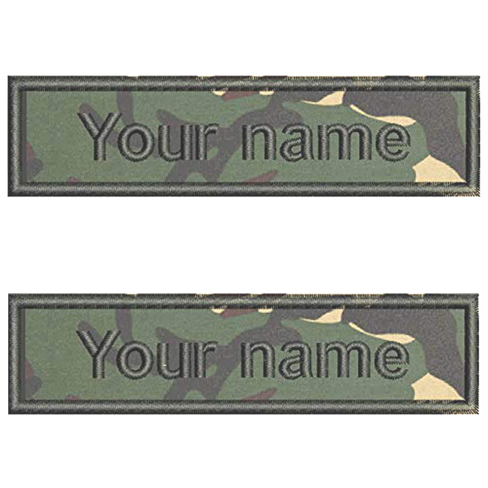 2 PCS 4"W x 1"H Custom Military Camouflage Patch, Personalized Embroidery Hook and Loop Rank Patch, Tactical Name Patch for Jackets, Work Shirts, Vest, Bags (Black Border,Camouflage Fabric)