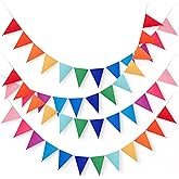 48 PCS Rainbow Pennant Banner, Pennant Banner Flags Reusable Triangle Flags Bunting for Birthday Party Decoration, Classroom Decor, Colorful