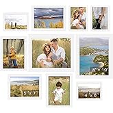 Rexllon Picture Frames, Picture Collage Wall Decor 10 PCS, Gallery Wall Frame Set for Wall Mounting or Tabletop Display, Multi Sizes Including 8x10, 5x7, 4x6 Family Photo Frames White