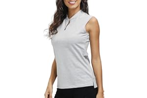 AIRIKE Golf Polo Shirts for Women Slim Fit Woman Sleeveless Sports Shirts Quick Dry Athletic Tank Tops for Tennis Work