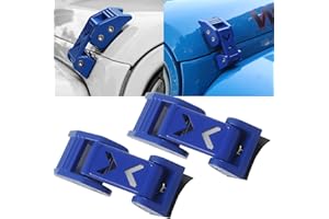 STANVEE Hood Latch Kit Compatible with Jeep Wrangler JK JKU 2007-2018 and Jeep Wrangler JL JLU Gladiator JT 2007-2023 (Blue)