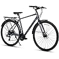 AVASTA Uranus 700C Road Hybrid Bike - Lightweight Aluminum Alloy Frame with 24-Speed Gearing for City Commuting - Dual Disc Brakes and Rear Cargo Rack for Men Women