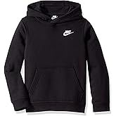 Nike Boys NSW Pull Over Hoodie Club Youth Kids (Black/White, 4)