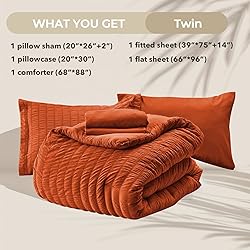HYMOKEGE Burnt Orange Twin Comforter Set Seersucker