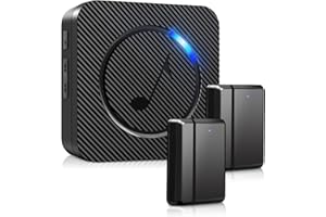 Wireless Door Chime, BITIWEND Door Alarm Sensor Door Open Window Alarm with 58 Chimes 5 Volume Level 600ft Range LED Indicator for Office/Home/Store When Entering 2 Door Sensors +1 Plug-in Receiver