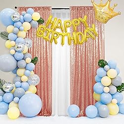 PartyDelight Sequin Backdrop Curtains Rose Gold 2FT