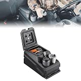 KEMIMOTO UTV Center Console Bench Seat Box Compatible with Polaris Ranger 1000/XP/Crew 2017-2026, Ranger XP 900/Crew, Can am Defender HD 5 7 8 9 10 Seat Armrest Storage Box w/Cup Holders Waterproof