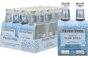 FEVER-TREE Fever Tree Club Soda - Premium Quality Mixer - Refreshing Beverage for Cocktails & Mocktails. Naturally Sourced Ingredients, No Artificial Sweeteners or Colors - 200 ML Bottles - Pack of 24