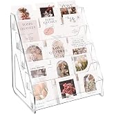 CELSOL Upgraded 5 Tier Acrylic Card Display Stand, Clear Display for Greeting Cards, Sports Cards, Postcards, Stickers &amp; Brochures, Easy Snap-On, Increased Height &amp; Thickness for Better Presentation