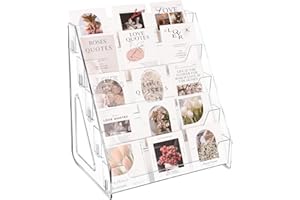 CELSOL Upgraded 5 Tier Acrylic Card Display Stand, Clear Display for Greeting Cards, Sports Cards, Postcards, Stickers & Brochures, Easy Snap-On, Increased Height & Thickness for Better Presentation