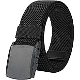 LionVII Stretch Belts for Men-Web Mens Belts Elastic Plastic Buckle Breathable for Sport-Adjustable Trim to Fit 27-49" Waist
