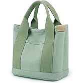 MINGRI Canvas Tote Bag for Women,Small Mini Totes Bags with Zipper Crossbody Purse with Pockets Shoulder Handbag