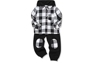 FoWear Toddler Winter Clothes Button Down Plaid Jacket Shirt Long Sleeve and Casual pants Toddler Boys Winter Outfits