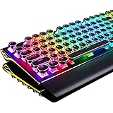 DoubleW Typewriter Style Mechanical Gaming Keyboard with True RGB Backlit, Detachable Wrist Rest, 108-Key Anti-Ghosting…