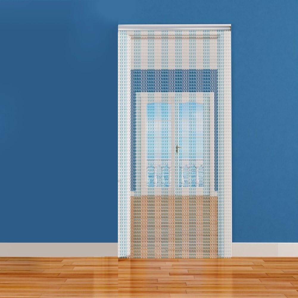 Curtain for Doors or Windows Divider for Cover Insect, Fly, Panel Curtain Chain for Party Decoration silver and blue
