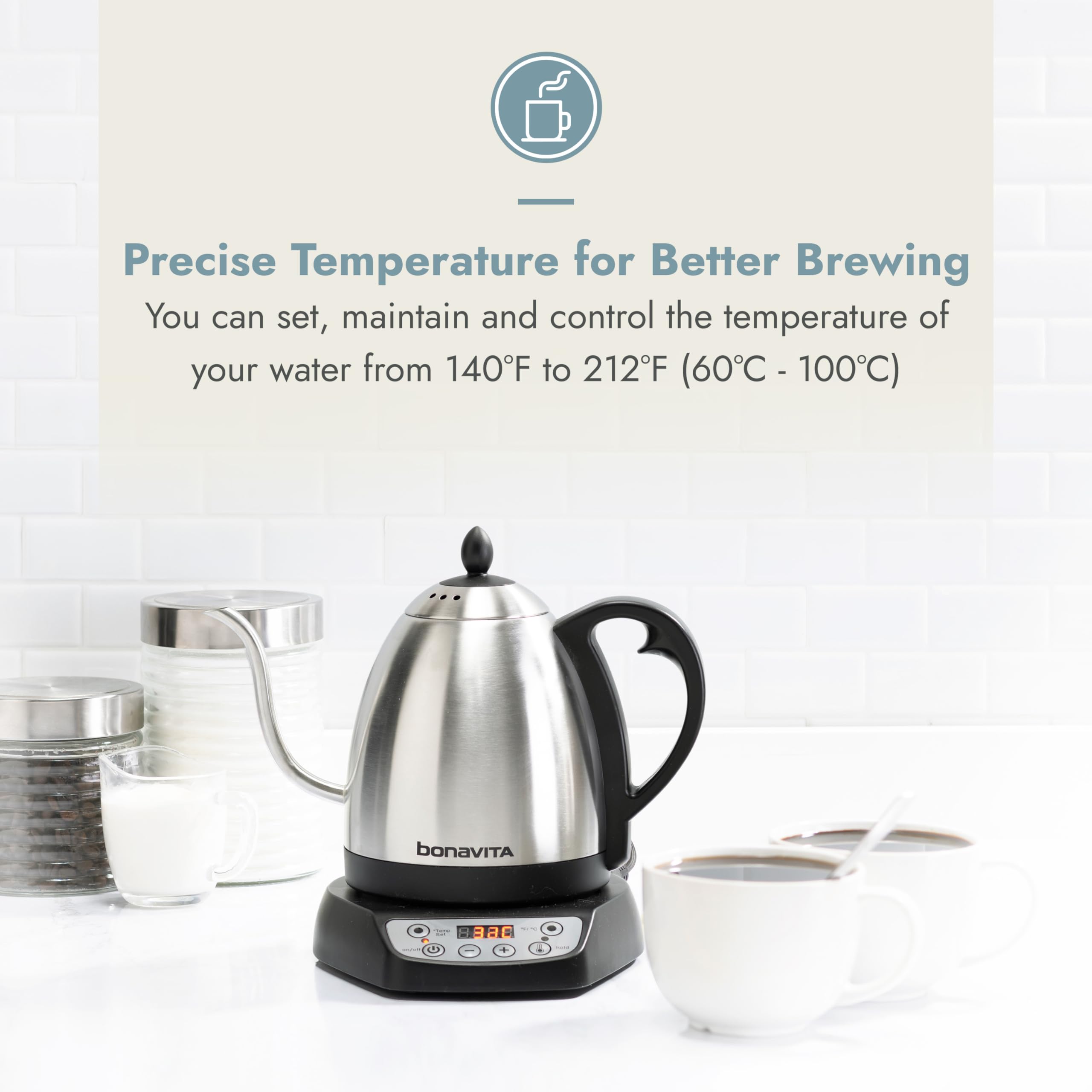 Bonavita 1L Digital Variable Temperature Gooseneck Electric Kettle for