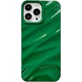 Caseative for iPhone 13 Pro Max Case, Green | Water Ripple Pattern Curly Wave Shape Soft