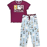 Lazy One Women's Pajama Set, Short Sleeves with Cute Prints, Relaxed Fit, Dog and Cat Prints