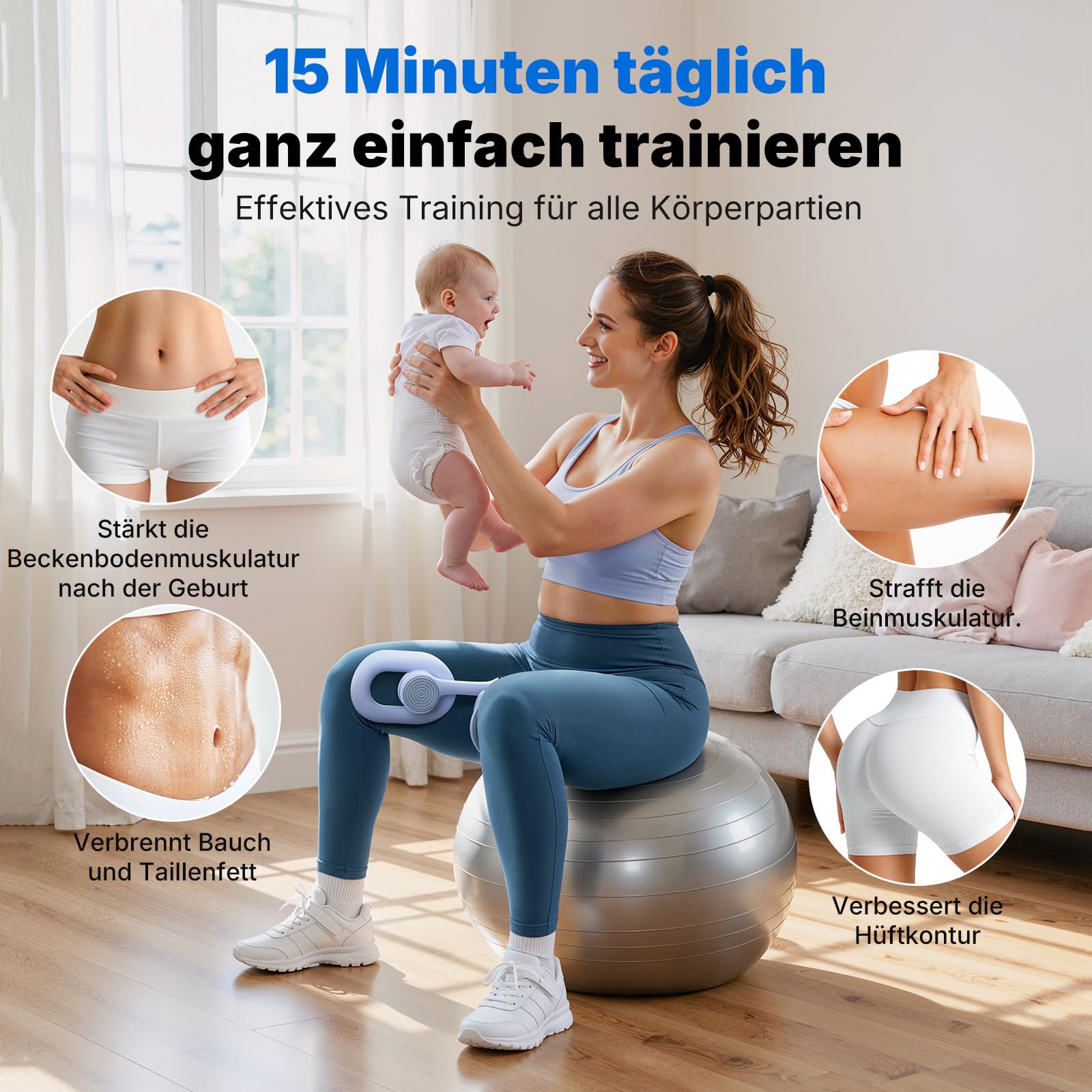 MERACH Thigh Master Oberschenkeltrainer, Beckenbodenmuskeltrainer, Innenschenkeltrainer für Zuhause, Beckenbodenstärkungsgerät für Frauen (Blau) 3