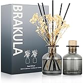 Brakula 2 Pack Reed Diffuser, White Jasmine + Bamboo (3.38 fl oz Each Pack), Home Fragrance with 12 Sticks, Shelf Decor, Reed diffusers for Home