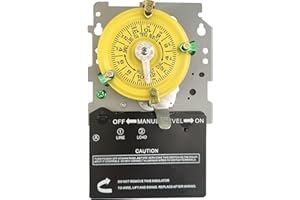 RAFISI T101M 24-Hour Mechanical Timer Switch - 120V 40A SPST Heavy Duty, Manual Override & Included Trippers, Up to 12 ON/Off Cycles - Reliable for Lights,Pool Pumps, Fans, Water Heaters, HVAC Systems