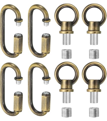Jojofuny 6-Pack Lamp Hanging Hook Set, M10 Threaded Eye Nuts For Chandeliers & Light Fixtures, Ceiling Mount Rings