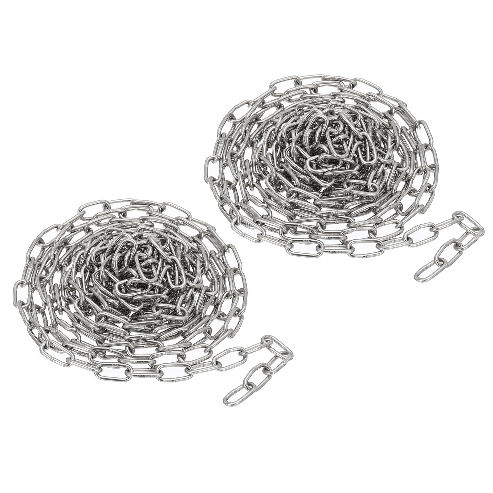 PATIKIL 2 Pcs 3.28FT x 1/3" x 0.08" 304 Stainless Steel Link Chain Link Proof Coil Chain
