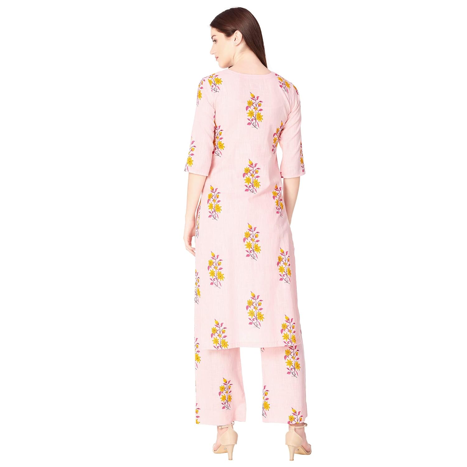 khushal k women's cotton printed kurta with palazzo pant set