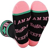 CENWA 1 Pair Pink And Green Sorority Socks I Am My Sister’s Keeper Socks Gift for Women