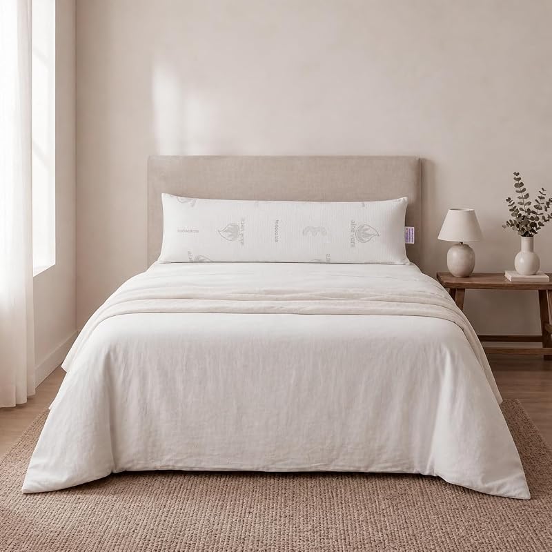 Oreiller viscoélastique en aloès Vera, Noyau Compact viscoélastique pour Le col et Le Cou, fermeté Moyenne-élevée, Double Fermeture éclair (135 cm).
